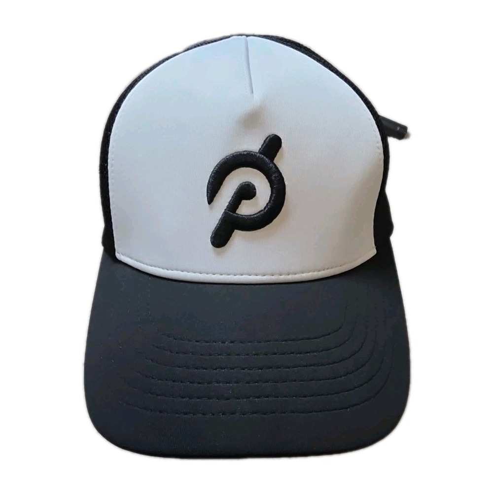 Peloton Hat WHITE Black Adjustable Embroidered‎ Cycle Workout Gym Baseball Cap